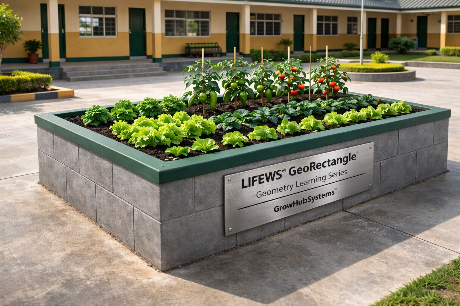 GeoRectangle – 200×100×40cm Rectangular Cement School Garden