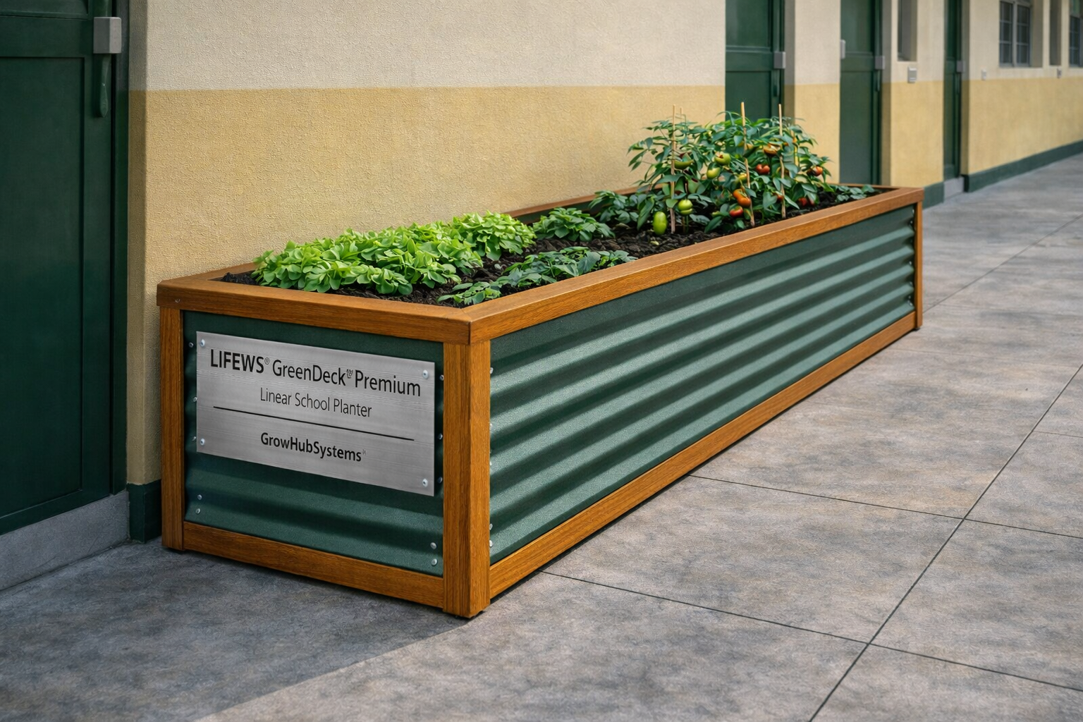 GreenDeck Premium – Wood & Steel Climate-Smart Linear School Garden