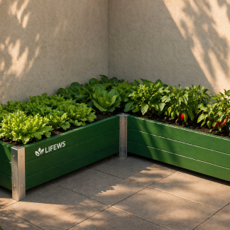 LIFEWS CornerGrow L-Shape Home Garden System – Wood