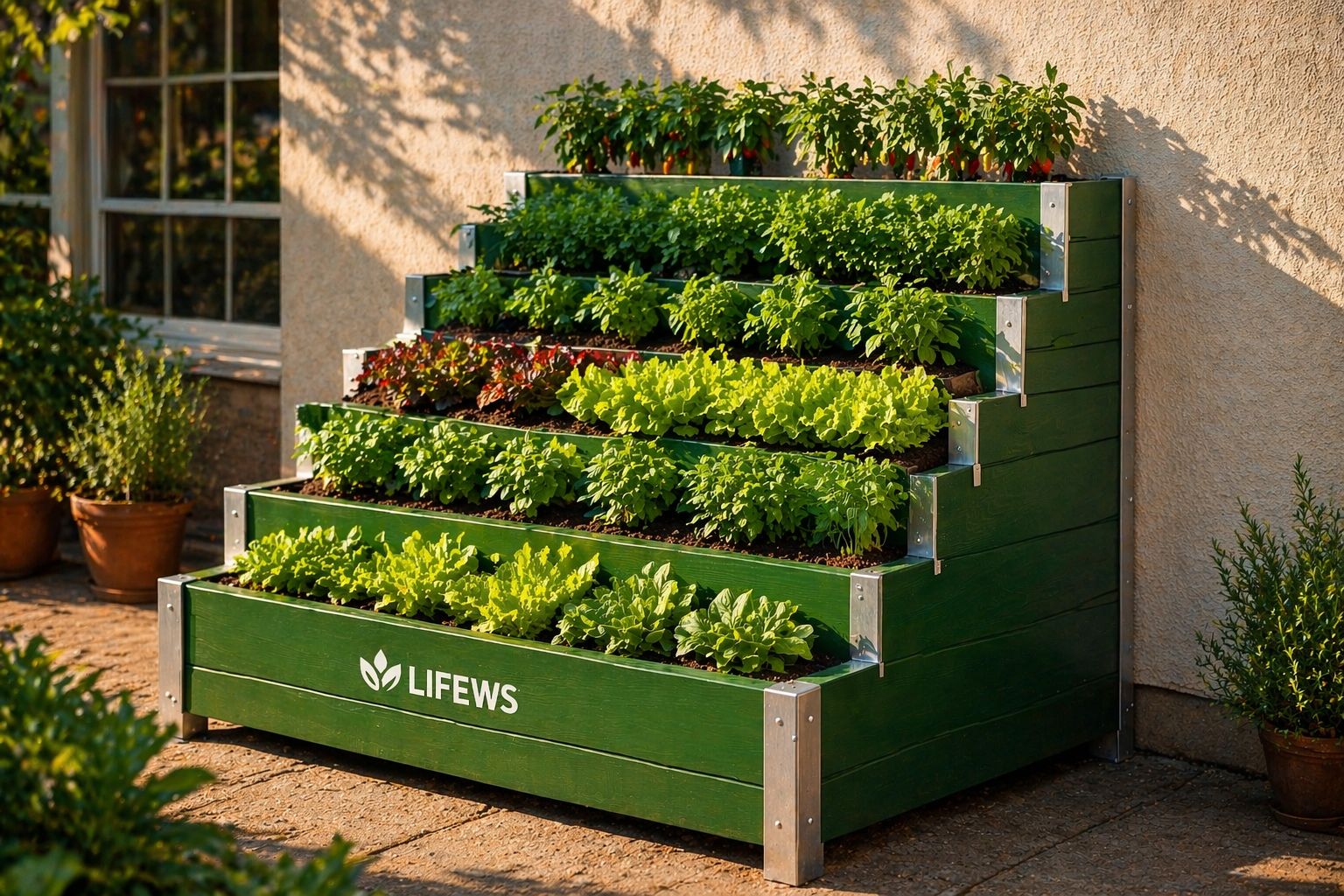 LIFEWS StairGrow Stepped Vertical Garden System – Wood