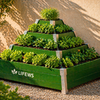 LIFEWS PyramidGrow Tiered Home Garden System – Wood