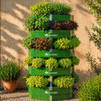 LIFEWS StackGrow Vertical Tower Garden System – Wood